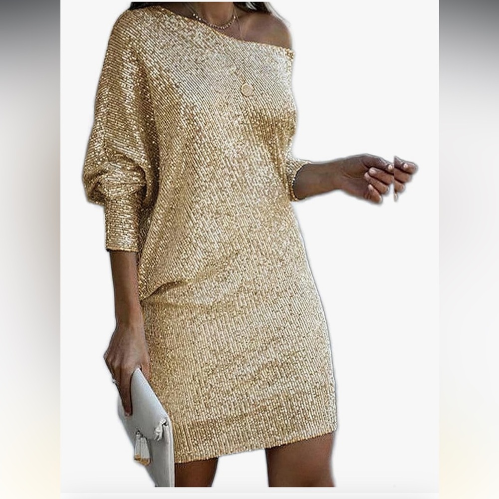 Elegant Gold Sequin Dress